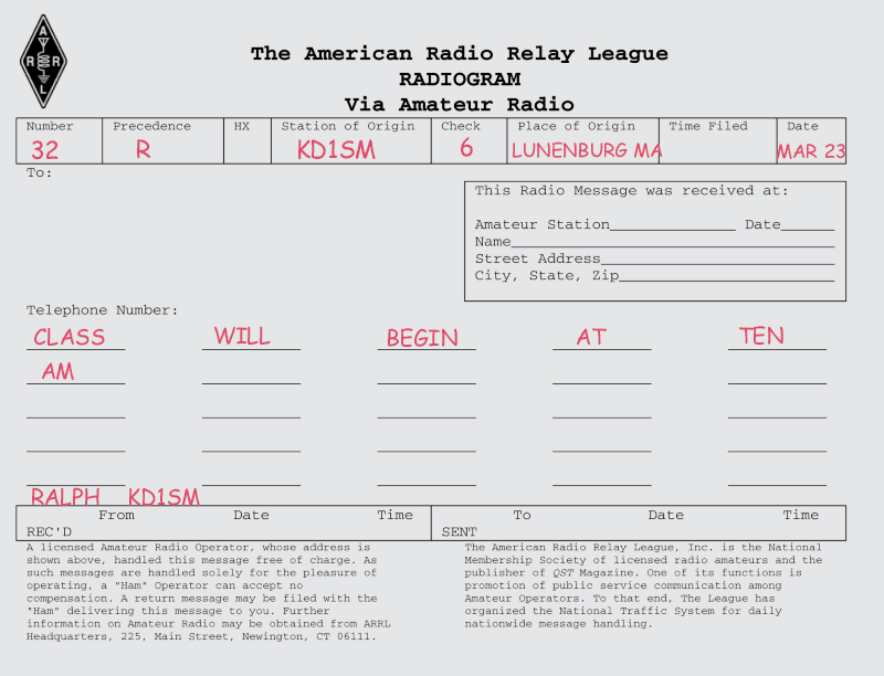 ARRL Radiogram